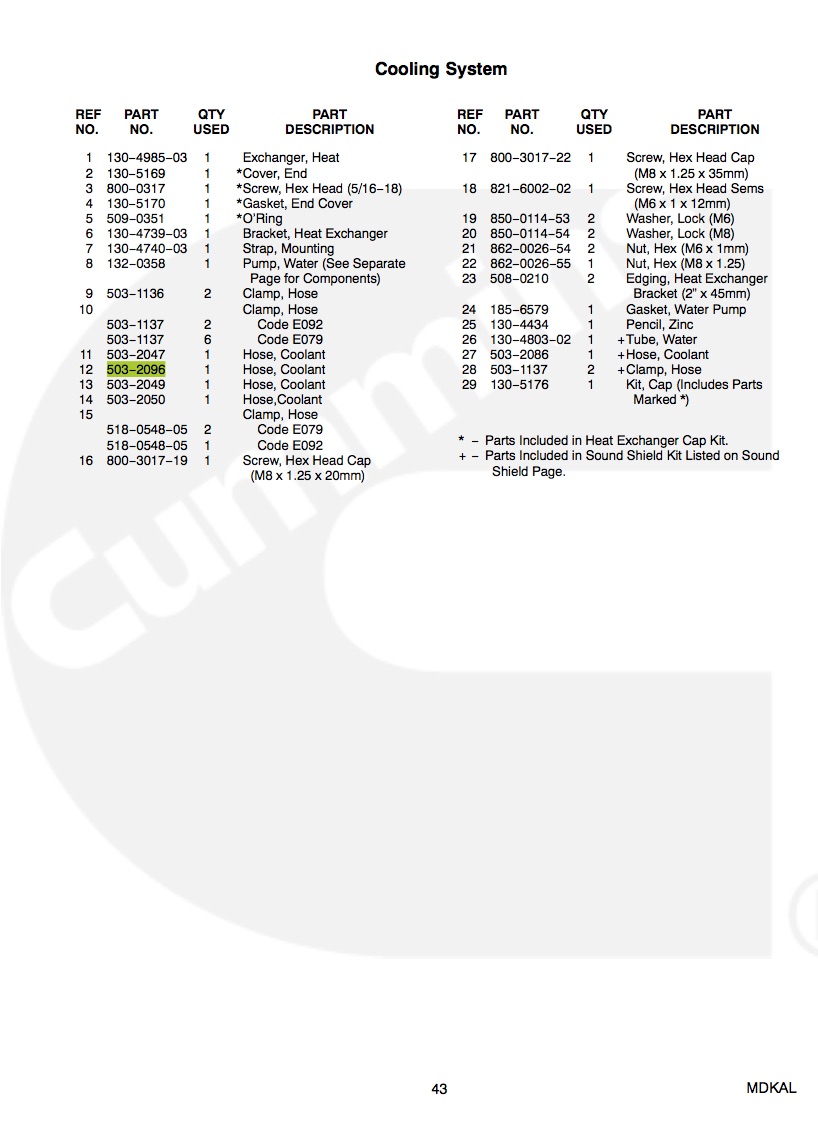  Onan 0503 2096 Hose Coolant for sale SXM Saint Martin Sint Maarten