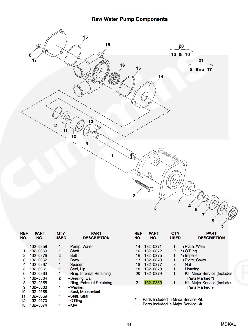  Onan 541 1520 Major Raw Water Pump Service Kit 132 0379 for sale SXM Saint Martin Sint Maarten